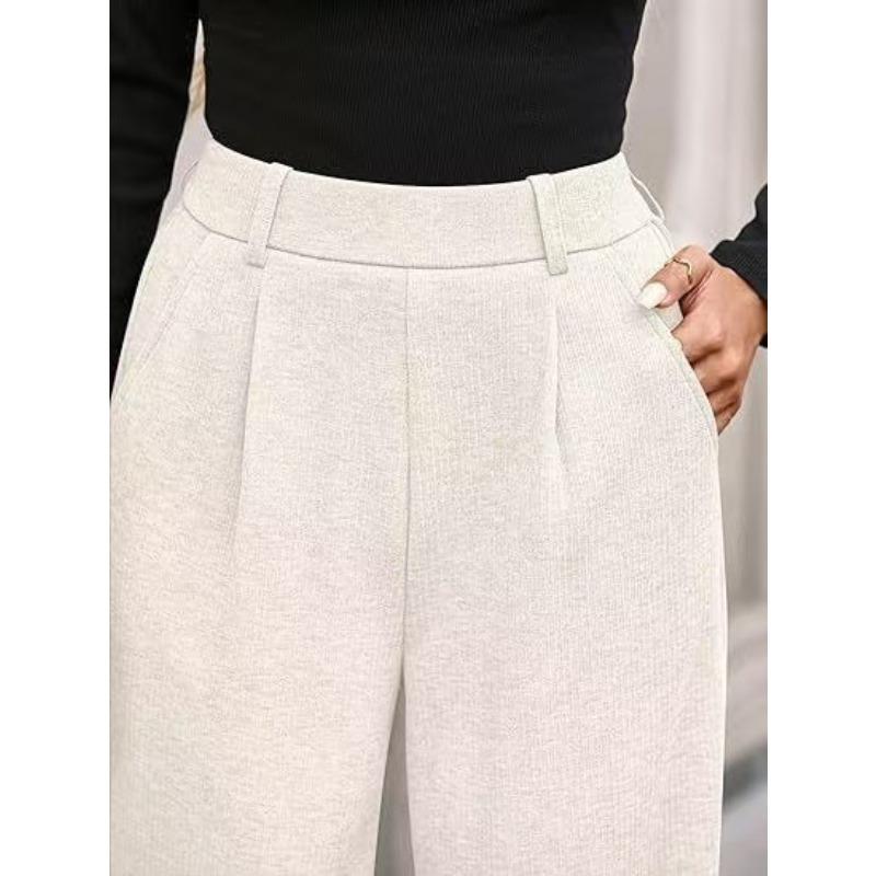 Women Casual Solid Straight Wide Leg High Waist Long Pants
