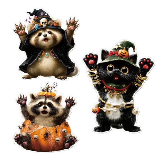 Car Hanging Ornament Cartoon Animals 2D Flat Acrylic Car Rearview Mirror Charm Halloween Auto Interior Pendant for Window Wall