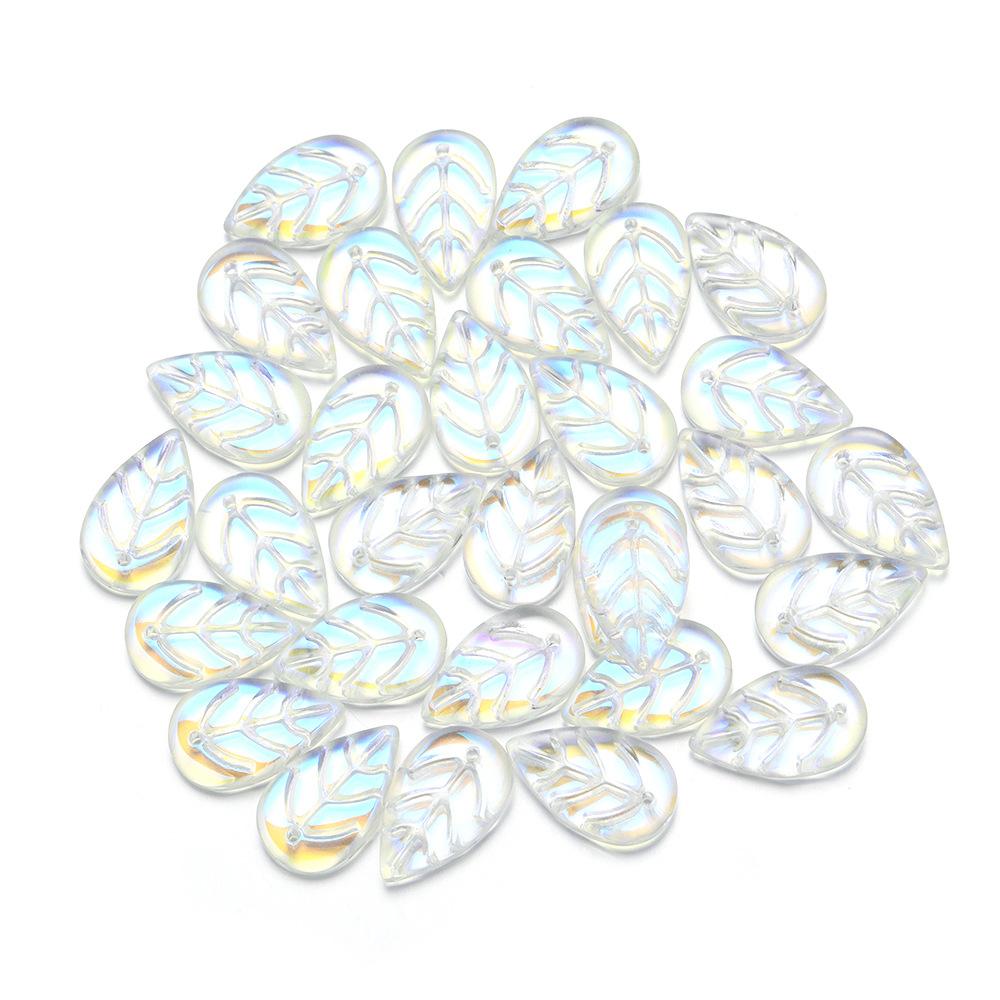 

ZW47 10.5x17.5mm Petite Leaf Shape Glass Bead Texture Exquisite Lampwork Spacer Czech Jewelry Handmade Bracelet Trend Material 10.5x17.5mm(10pcs)