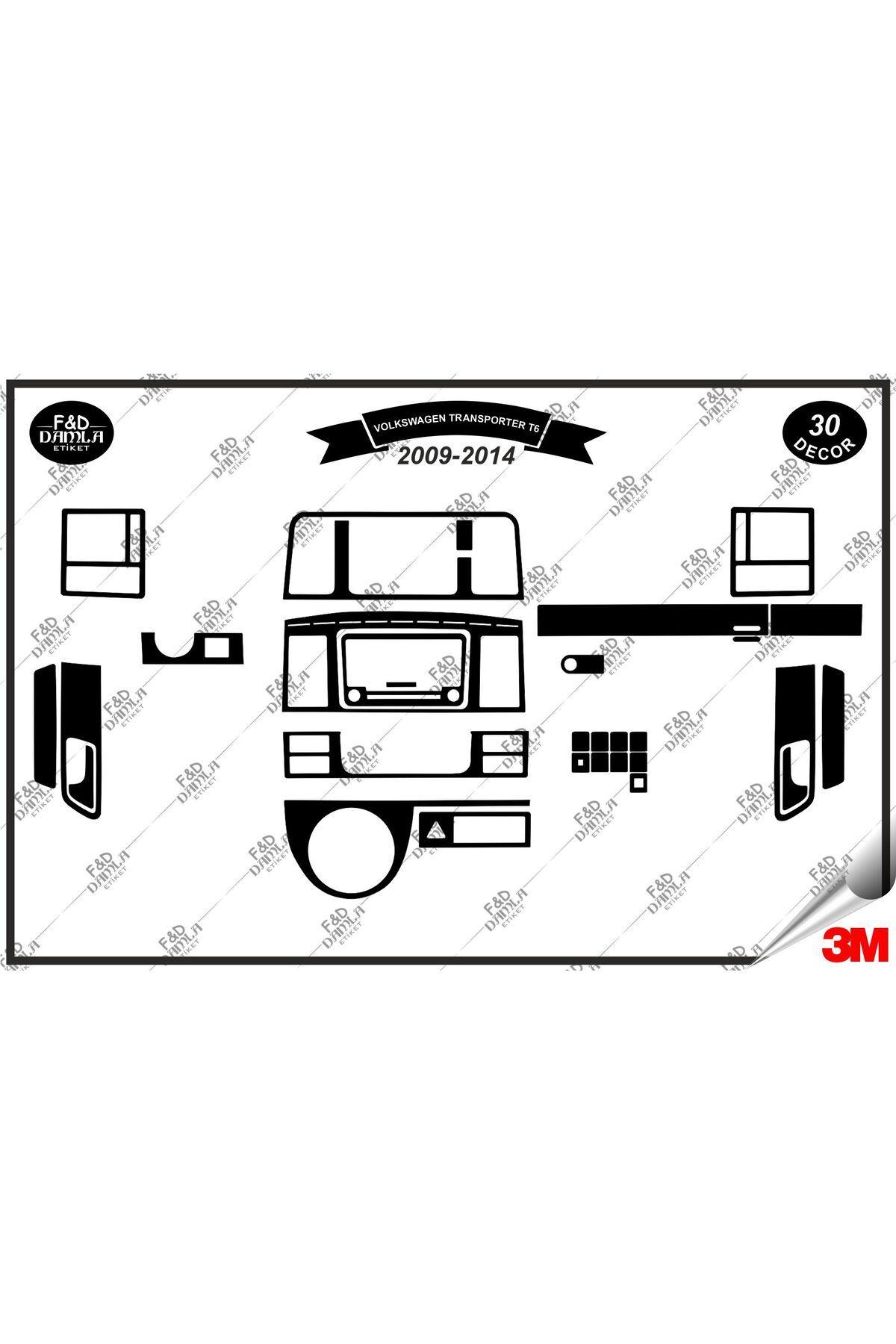 

Volkswagen Transporter T6 2009-2014 Torpido Konsol Trim Göğüs Maun Kaplama Set 30 Parça Siyah
