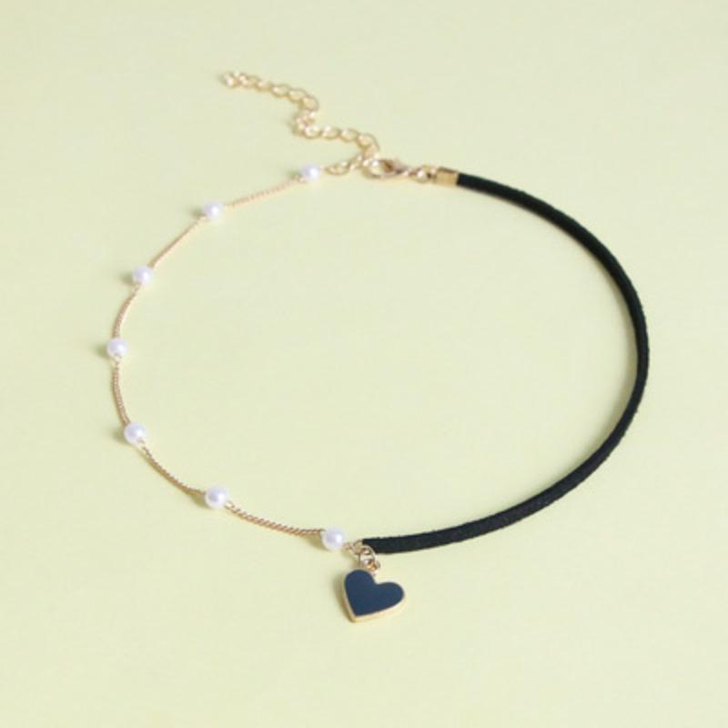 Heart-pounding Love Charm Necklace, Collar Chain, Elegant Pearl Necklace for Women, Valentine's Day Gift