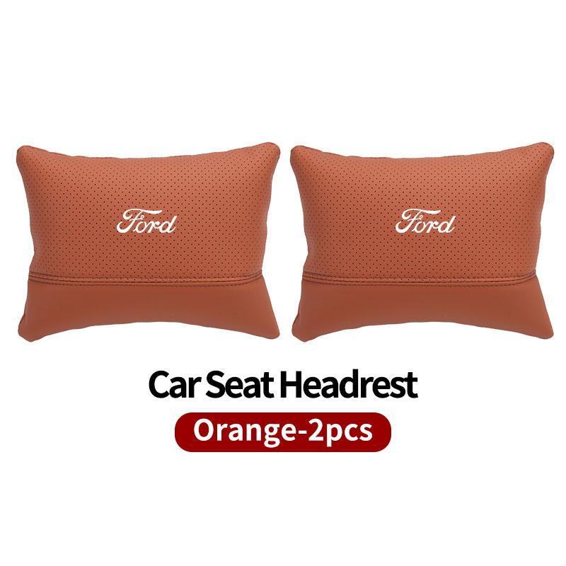 KLKD5 1/2PCS Car Styling Leather Headrest Neck Support Neck Pillow Seat Accessories For Ford Fiesta Ranger Mondeo Escape Ecosport