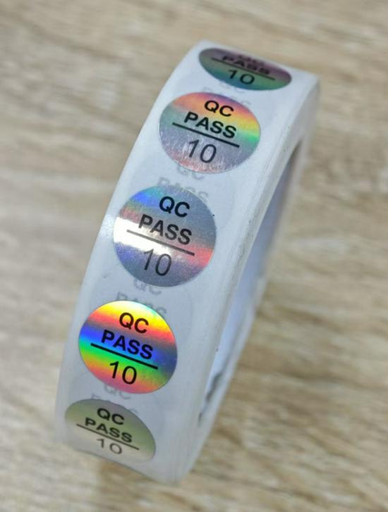 Transparent Self-Adhesive QC Pass Label - Round Laser Quality Inspection Sticker