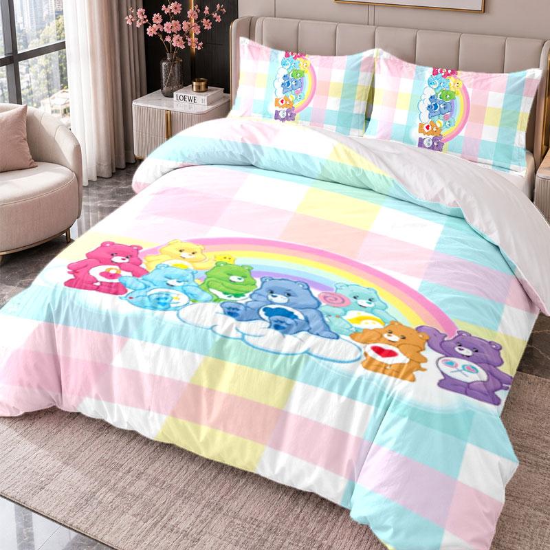 Care Bears 3Pcs Bedding Set Duvet Cover With Two Pillowcases For Bedroom Home Decoration