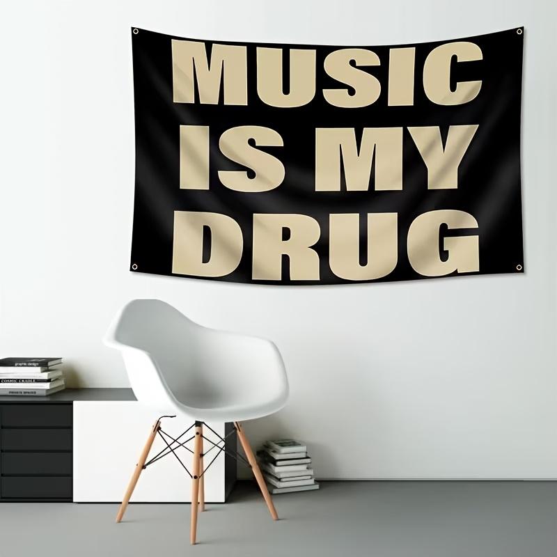 Music Is My Drug Personality Quotation Tapestry Music Lover Bedroom Music Studio Hanging Cloth Home Decoration
