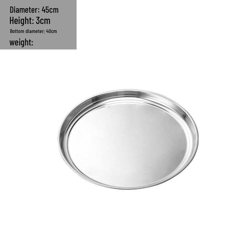 Large Thickened Stainless Steel Round Tray for Hotels and Home