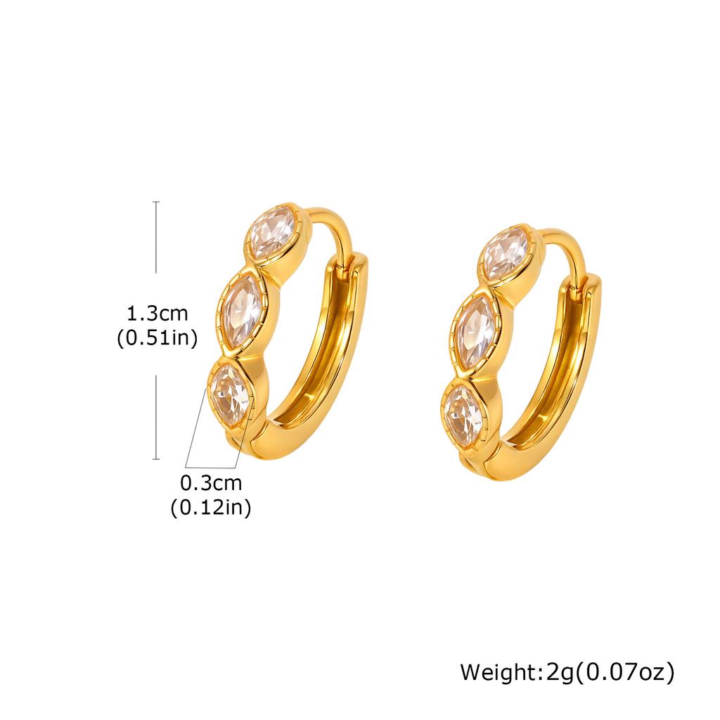 Stainless Steel Zircon Hoop Earrings, Small Round Hoops Huggie Earrings, Women Zircon Circle Piercing Ear Jewelry