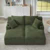 Compressible Double Chaise Lounge with Cup Holders – No Assembly Required, Fluffy Two-Seater Sleeper Sofa for Living Room, Bedroom and Reading Nook