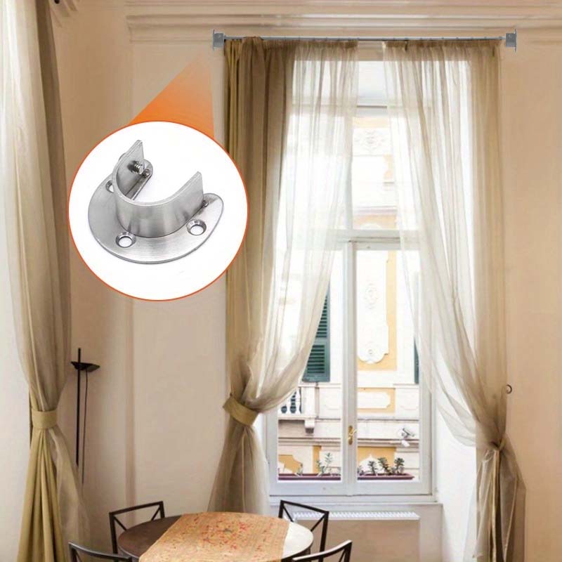 2pcs Closet Rod Holder Socket Flange Rod Holder U Shape Closet Rod Bracket Black 25mm Wardrobe Rail End Supports Curtain Rail Holder