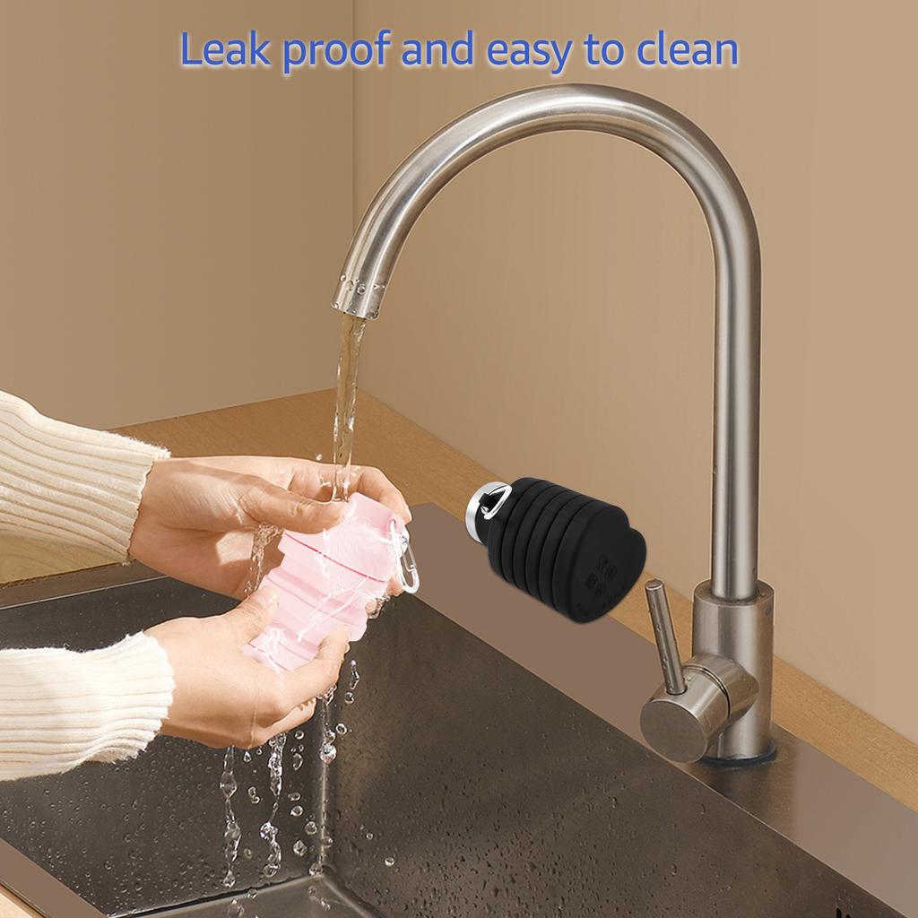 2Pcs Collapsible Silicone Water Bottle with Clasps 500ml Portable Sport Bottle Leakproof Outdoor Travel Hike Sport Water Cup