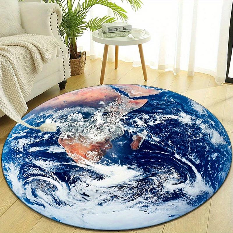 Ocean Earth Printed Round Area Rug - Crystal Velvet - Suitable for Bedroom, Living Room, and Home Decor - Non-Slip Mat Rug for Bedside