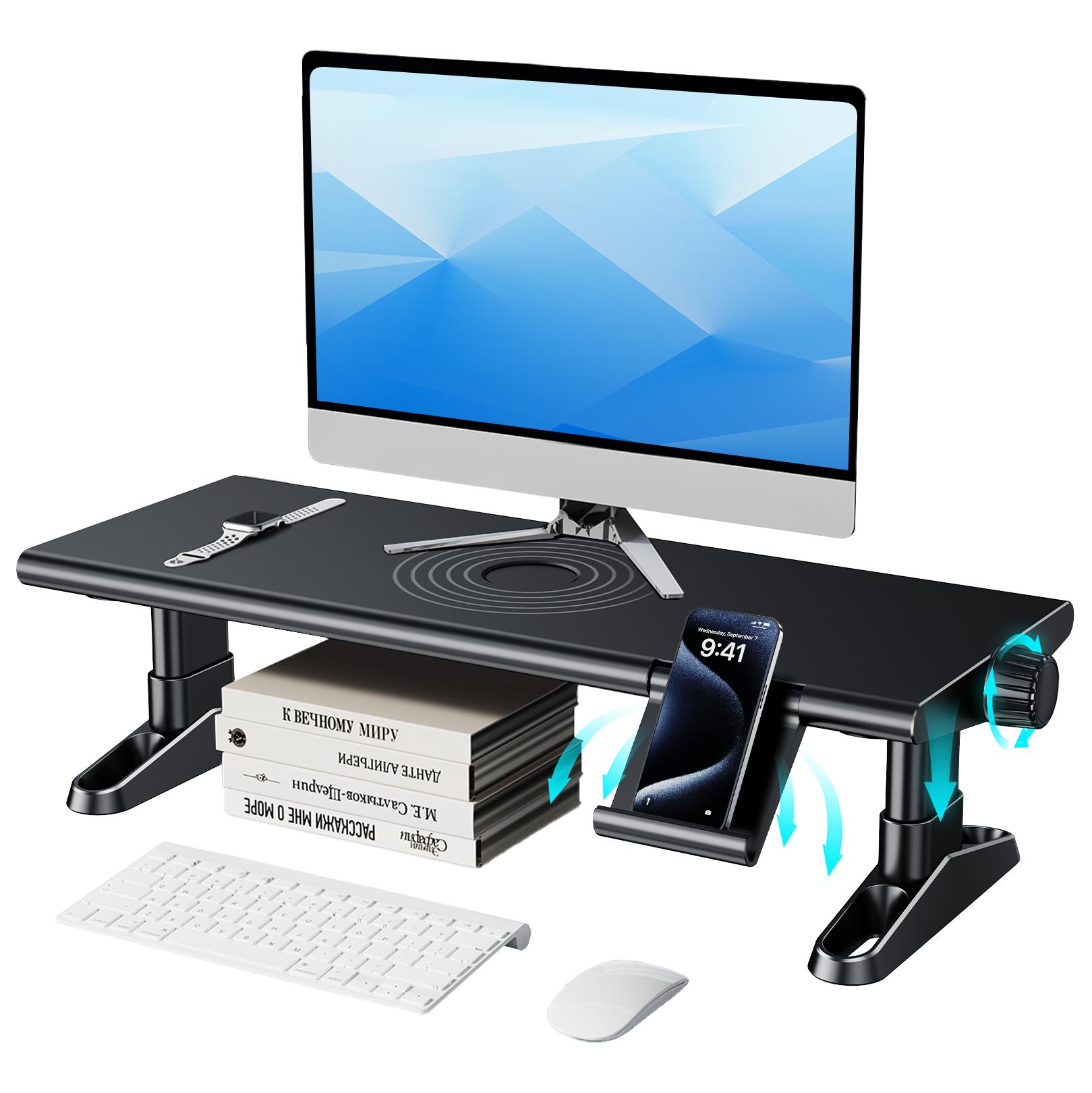 

Eary Computer Monitor Stand Riser for Desk 4.5-6.3 Inches Freely Adjustable with Cellphone Holder for Computer Laptop Printer TV чёрный