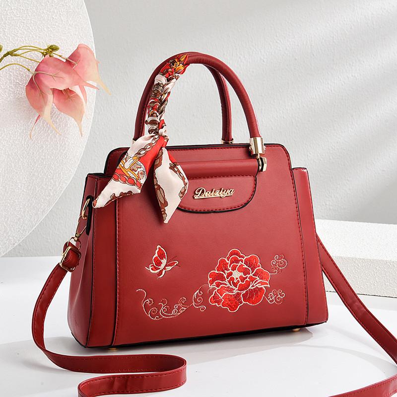 Artful Chinese Style Embroidered Pu Crossbody Bag For Daily Use Gift For Mom