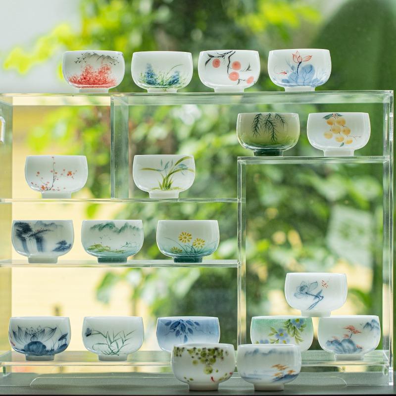 120ML Hand Painted Ceramic Tea Cup Chinese Gongfu Tea Set Master Cup Zen Meditation Porcelain Cup