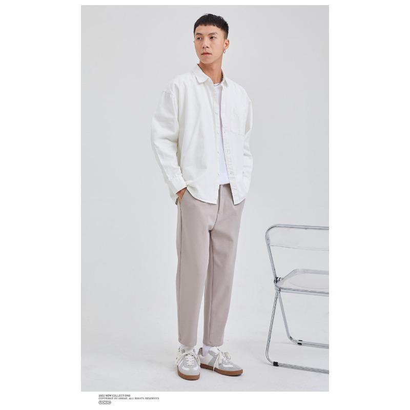 Japanese Pure Cotton Solid Long-sleeved Shirt Casual Loose Pocket Work Shirt Men's Clothing