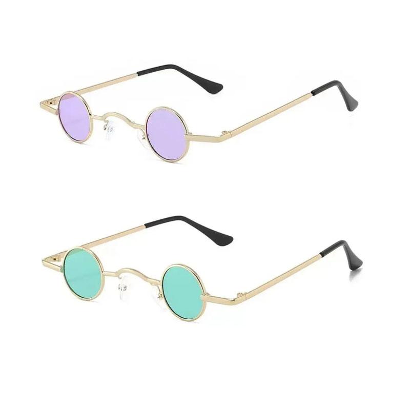 Small Round Glasses For Women Men Ultra Mini Metal Frame Anti-Reflective Hip Hop Punk Sun Glasses Men'S Glasses Fashion Sunglass