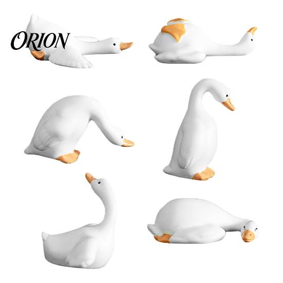 Outdoor Garden Goose 6 Pcs Resin Figurine Computer Monitor Decoration, Collectible Cute Mini Charming Miniature Statue for Car Dashboard, TV 6pcs