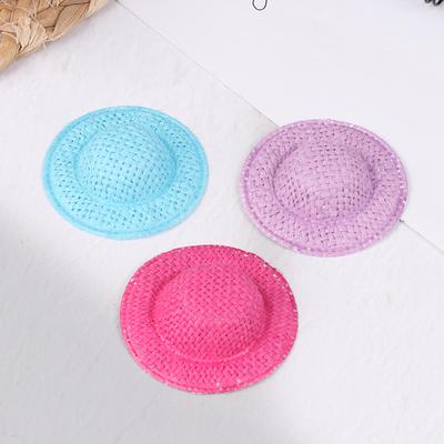 5Pcs Dollhouse Hand Weaved Straw Hat Doll Mini Colorful Hat Dollhouse Decoration Accessories For Kid Pretend Play Toys