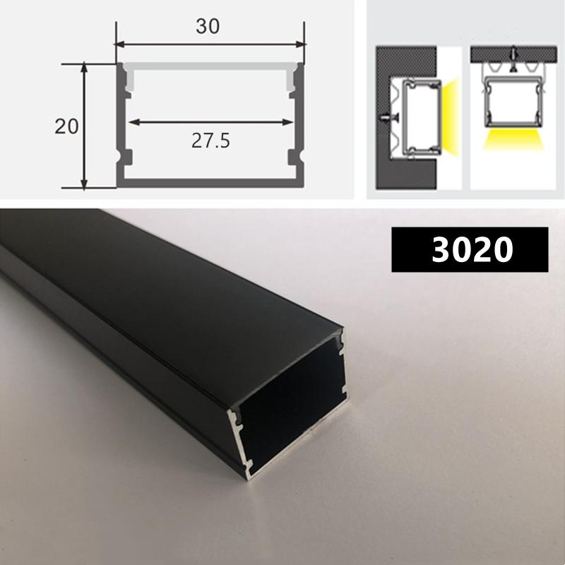 0.5m/1m 2-20pcs Black LED Aluminum Profile V/U/YW Style For 5050 5630 Strip Light Channel Black Cover Cabinet Closet Bar Lamp