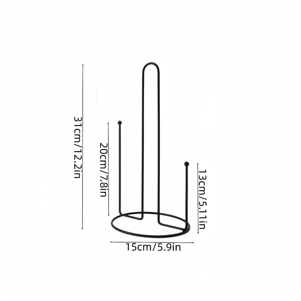 Nordic Minimalist Black Wrought Iron Paper Towel & Cling Film Holder for Kitchen and Dining Table