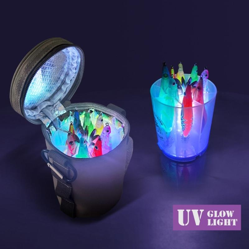 Fishing Bags and Box Fishing Lure Squid Jig Tackle Box Saltwater Fishing Accessories Hard Baits Case with Glow Light