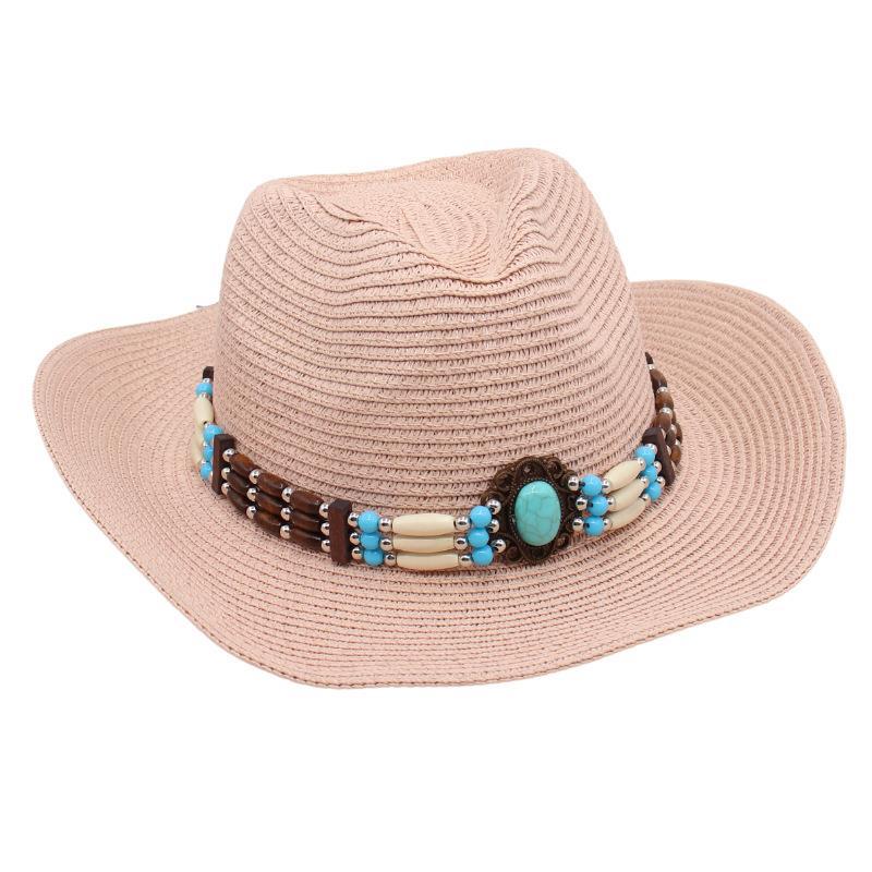Spring And Summer Sanya Beach Hat Seaside Western Cowboy Straw Hat Ethnic Style Sun Protection Visor Jazz Hat Breathable