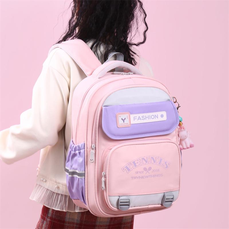Student School Bag Large Capacity Backpack Fot Girls Color Block Cute Children's Backpack