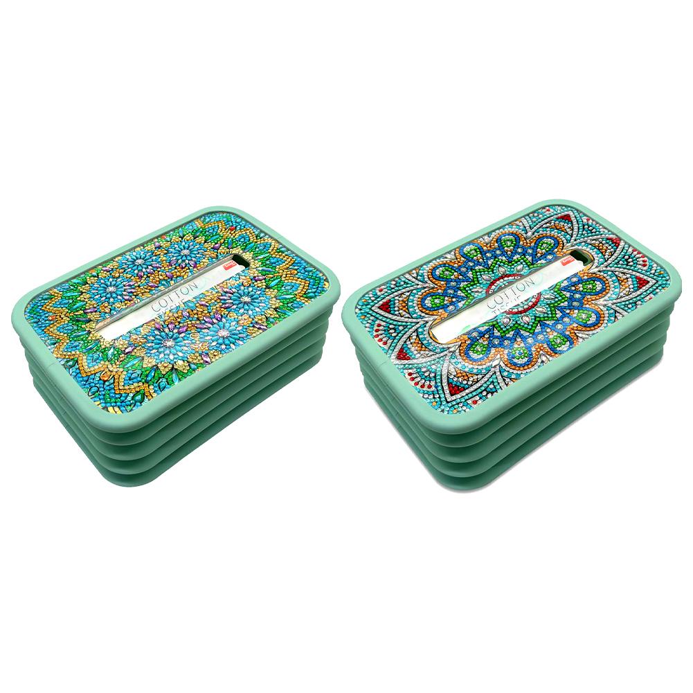 Mandala Crystal Diamond Embellished Paper Towel Box Diamond Painting Tissue Box for Bathroom Living Room Bedroom