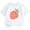 Kids Girls Cartoon Strawberry Print T-Shirts Cartoon Pattern Cotton Short Sleeved Top Tees Summer Clothes