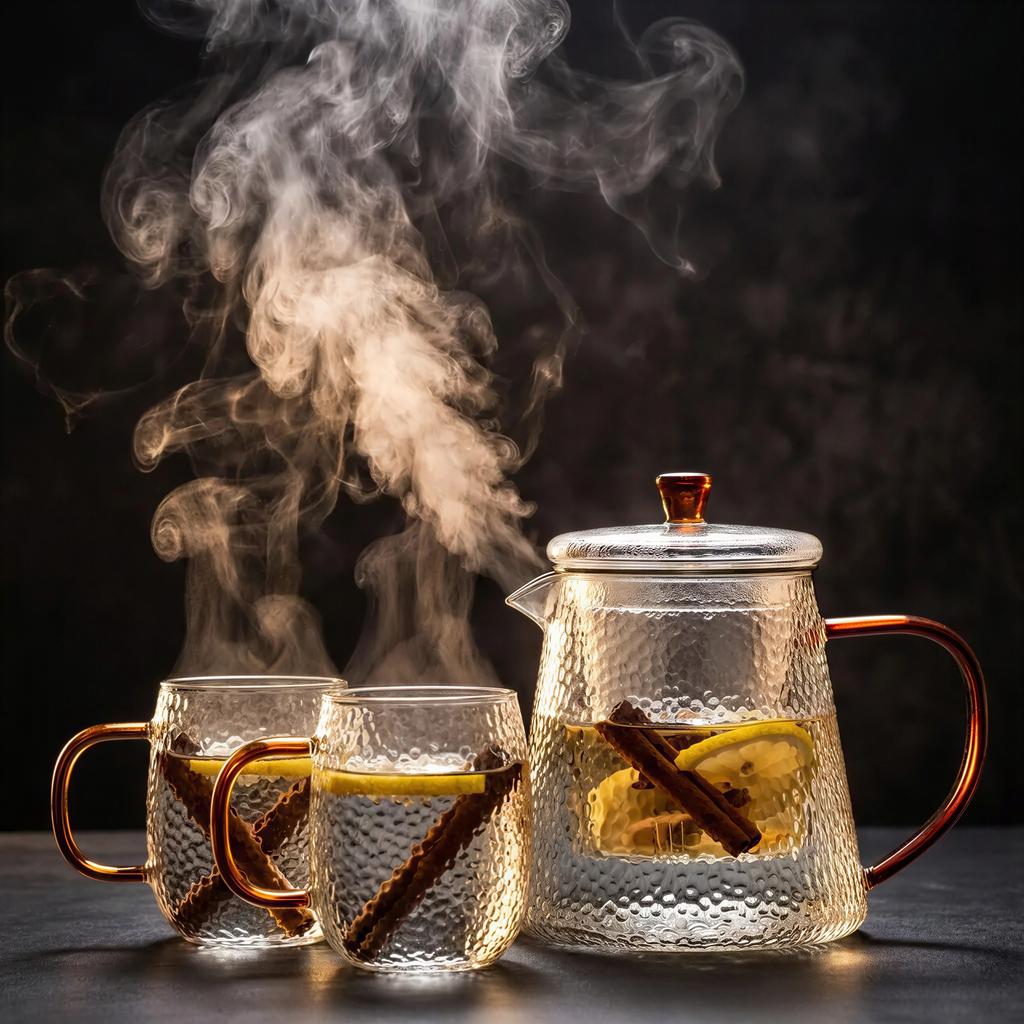 GLASS JUG TEA INFuser 1L WITH FILTER 2 GLASSES AMBER EAR
