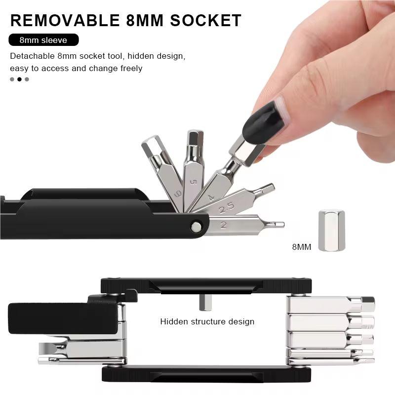 RIDERACE Bike Repair Tool 20 In 1 Portable Chain Splitter Cutter Hex Spoke Wrench Screwdriver Multitool For Bicycle Multi Tools