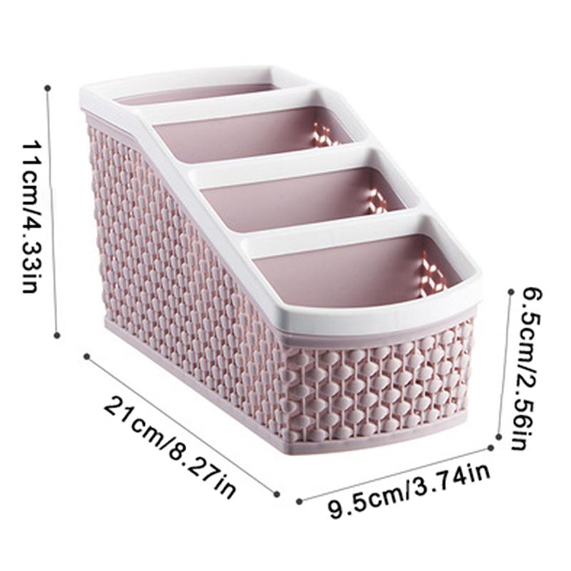 

Morandi Style Plastic Desktop Organizer With 4 Compartments - A Roomy Hollow Storage Box For Cosmetics, Office Items розовый