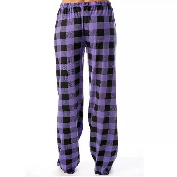 Women's Plaid Pajama Pants - Comfortable Elastic Waist Sleep Bottoms with Drawstring