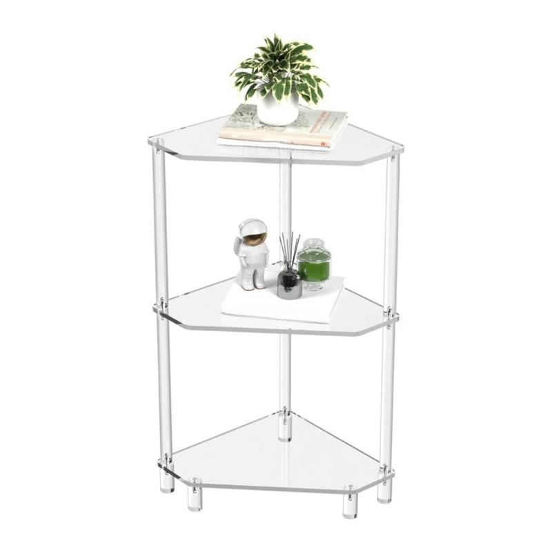 Stylish Acrylic Multitiered Accent Table Home Accessory for Small Space Saving Designs for Bedroom and Dorms Use