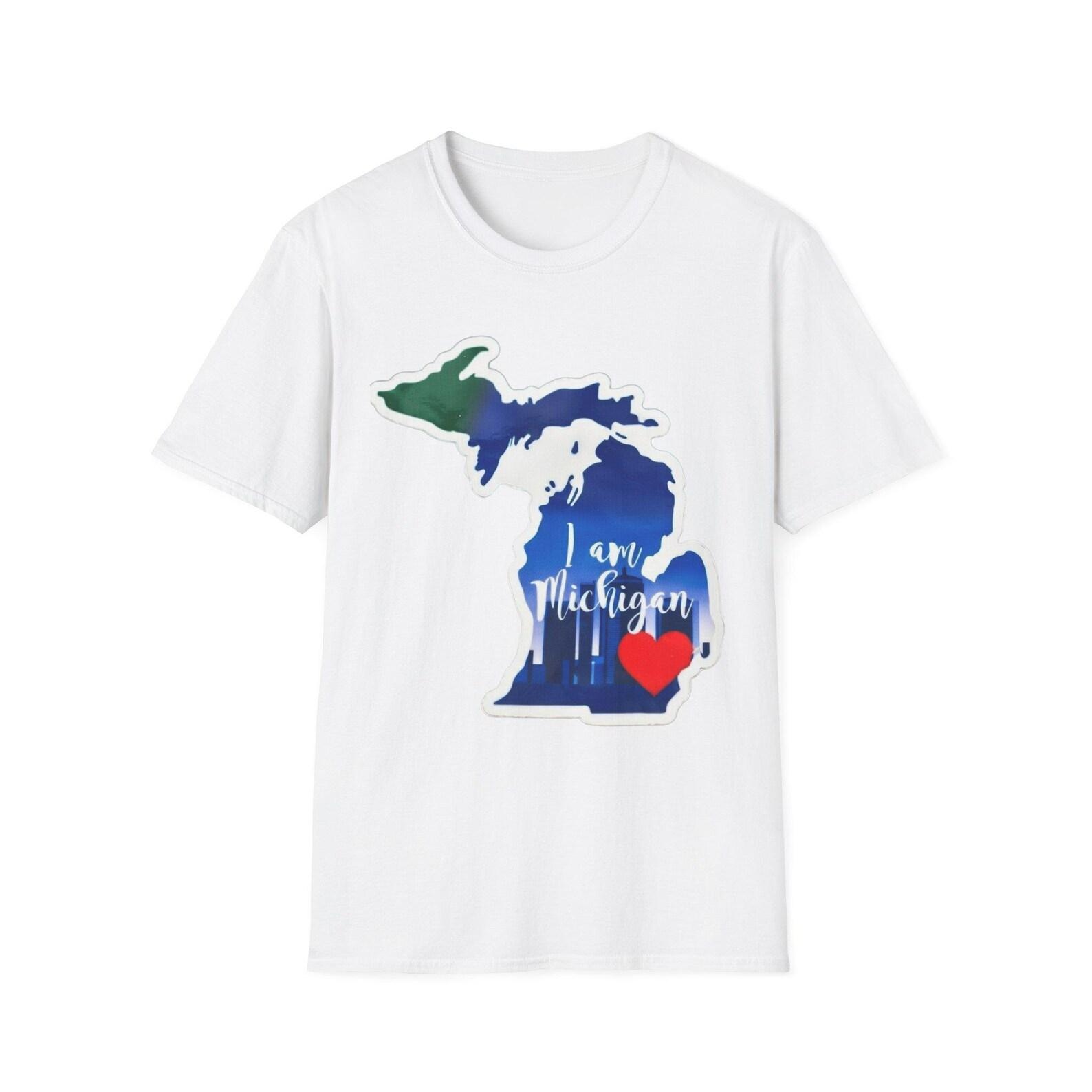Michigan State Map T-Shirt | Watercolor Outline Heart Tee S