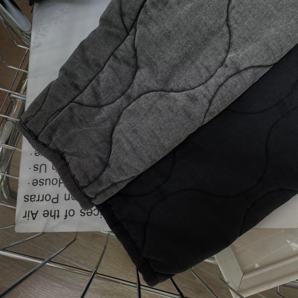 Autumn/Winter European & American Stand Collar Zipper Jacket with Large Pockets & Tie, Women's Long Sleeve Washed Cotton Coat