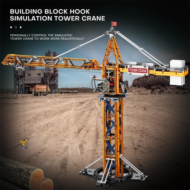 Non-Toxic 1176Pcs Remote Control Tower Crane Moc Model Building Blocks Tower Crane Electric Technology Bricks Children'S Diy Assembly Toys