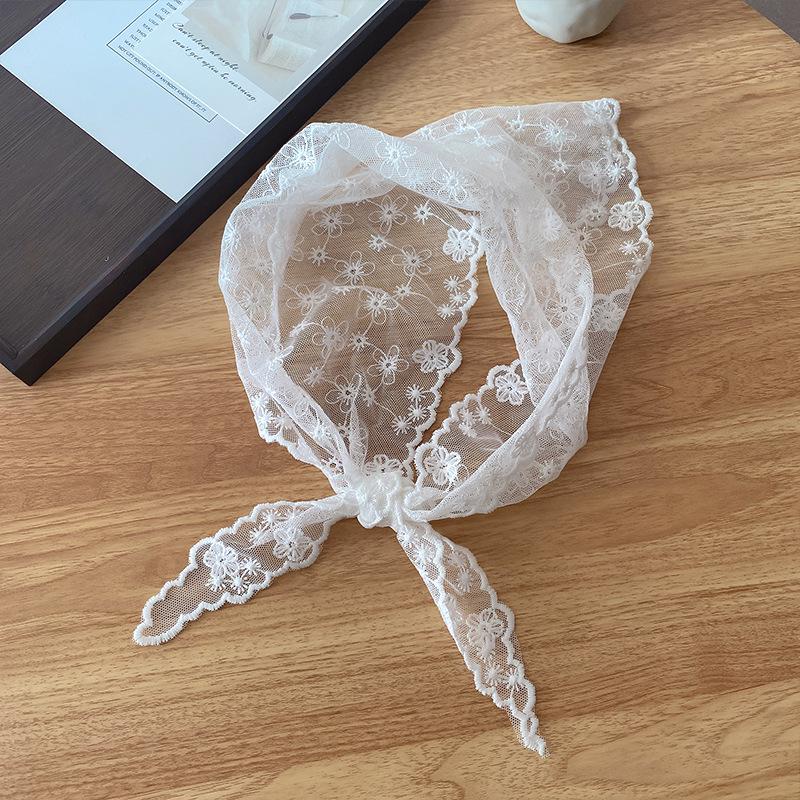 

Французский Ретро Кружевной Треугольный Платок для Детских Волос: Милая корейская повязка на голову-шейный платок