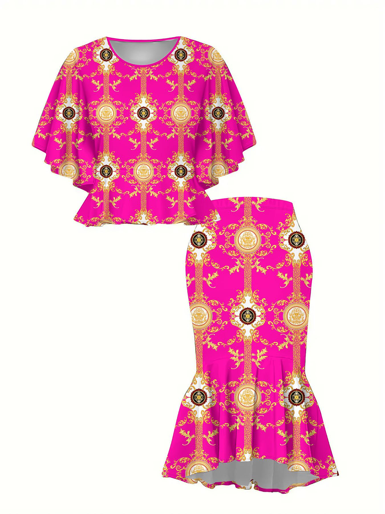 

Женский принт «Классический тотем», напечатанный на 3D-принтере, модный, большого размера, элегантный, универсальный для всех сезонов. Футболка, Юбка и Комплект 6XL розовый