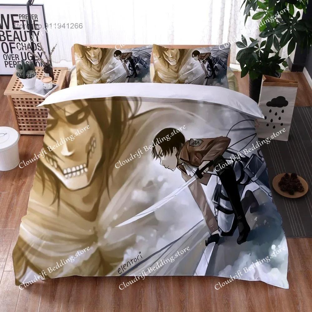 3D Druck Anime Attack on Titan Jungen Bettbezug Kissenbezug Flügel der Freiheit Kinder Bettwäsche Set Einzelbett Doppelbettgröße