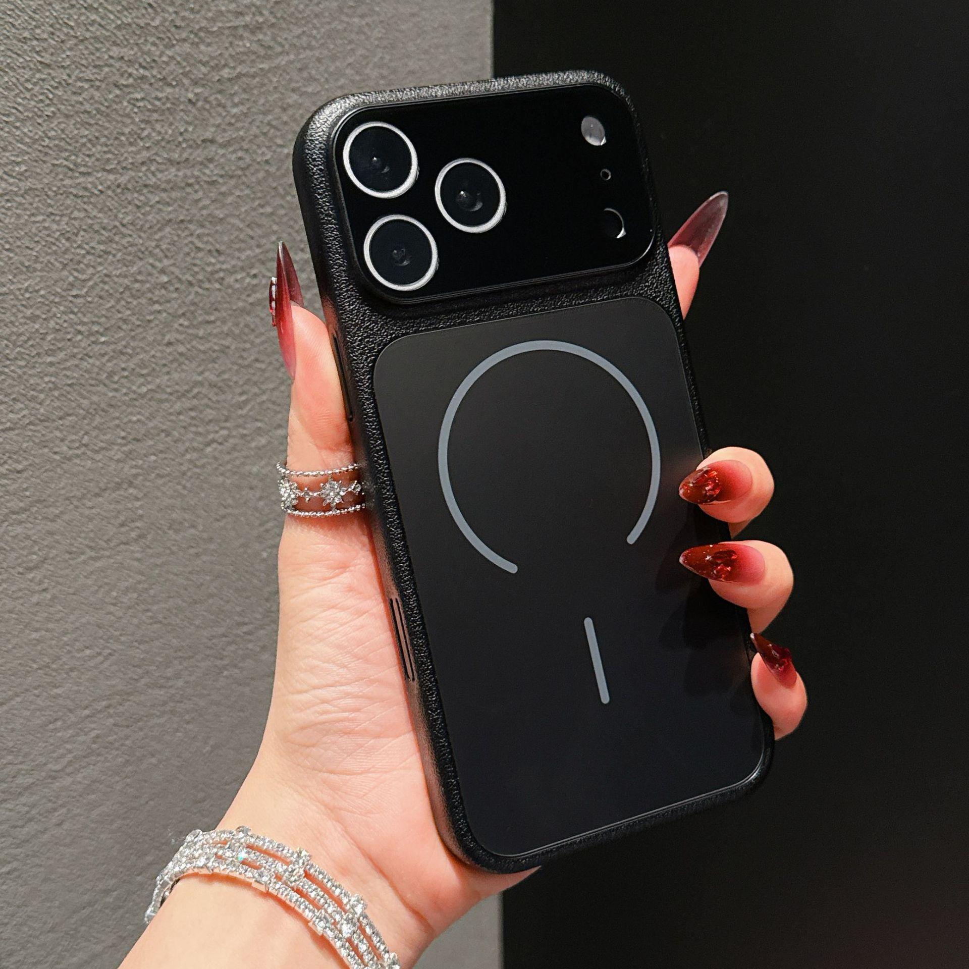 Lychee Texture Magnetic Frosted PC Case for iPhone 17/16 Promax - Drop-Proof Protective Cover 14 Promax