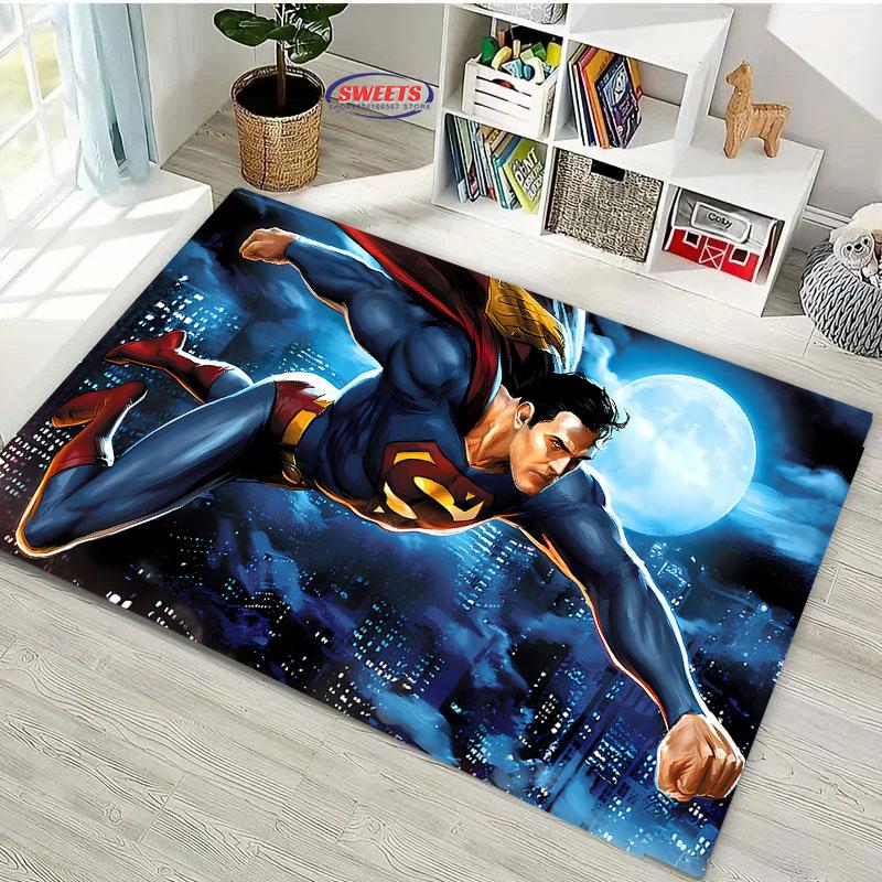 NO.1 Tappeto Classico DC Superman per Soggiorno Camera da Letto Tappetino da Letto, Tappeto Comodo Antiscivolo, Stile Moderno Semplice, Tappeto Durevole Lavabile