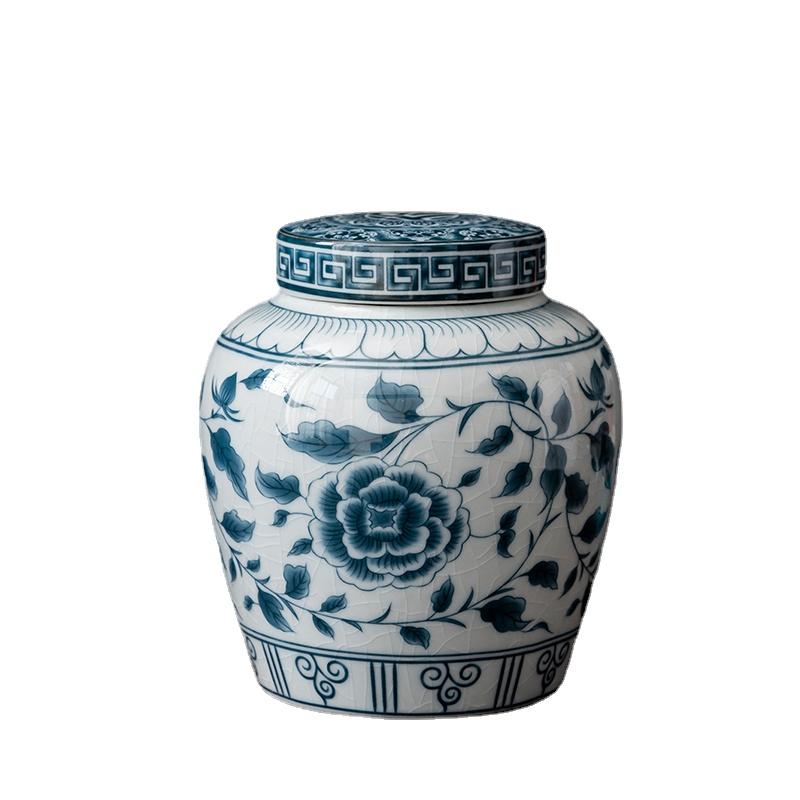 Blue and White Porcelain Tea Caddy Moisture-proof Sealed Storage Box Large-capacity Candy Jar Porcelain Food Storage Container