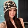 Plaid Wool Hat Women's Autumn and Winter Niche Design Sense Knitted Hat Warm and Cold-proof Bag Head Cold Hat