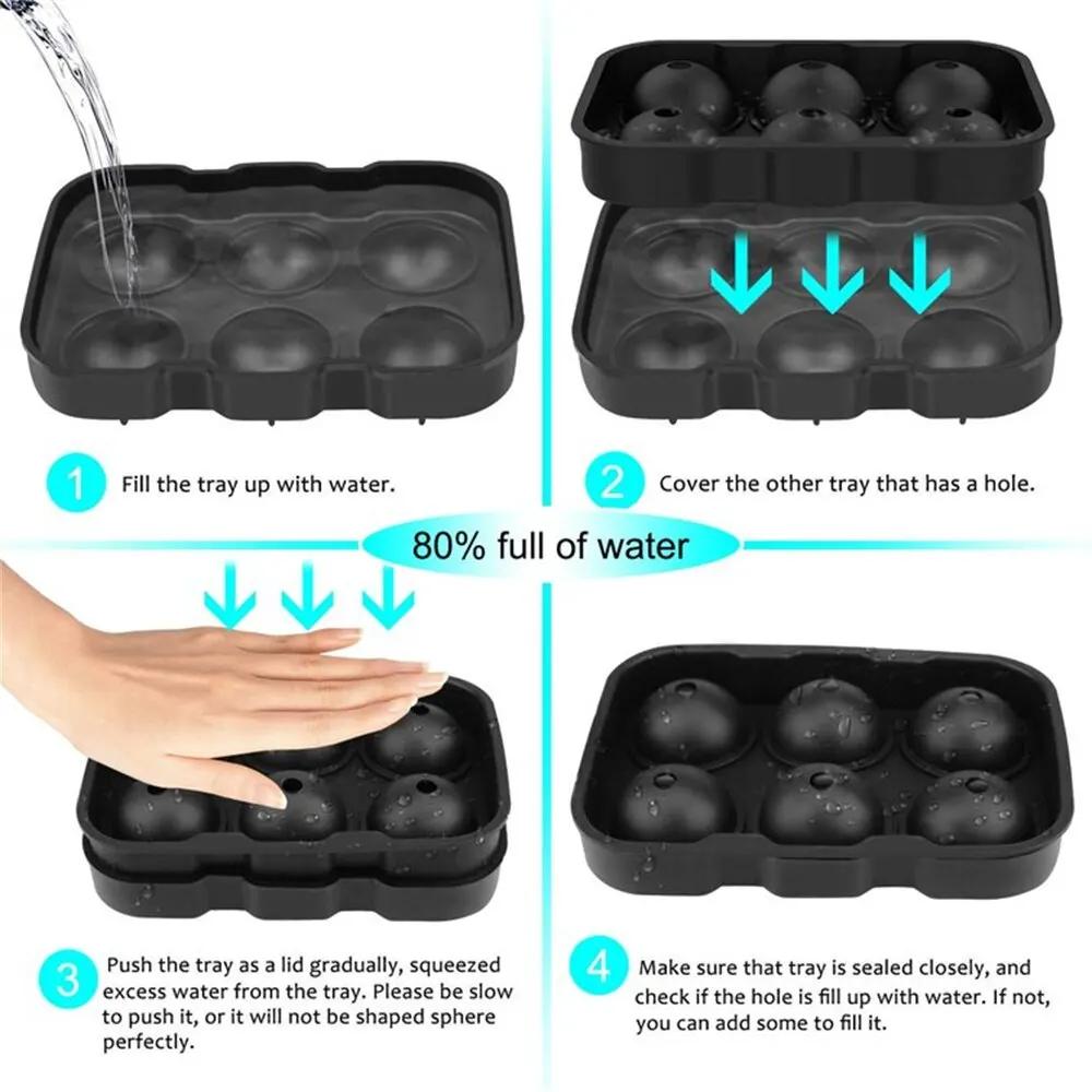 6 Grid Round Square Ice Cube Ball Large Ice Cube Maker For Whiskey Cocktails and Homemade Keep Drinks Chilled Ice Mold