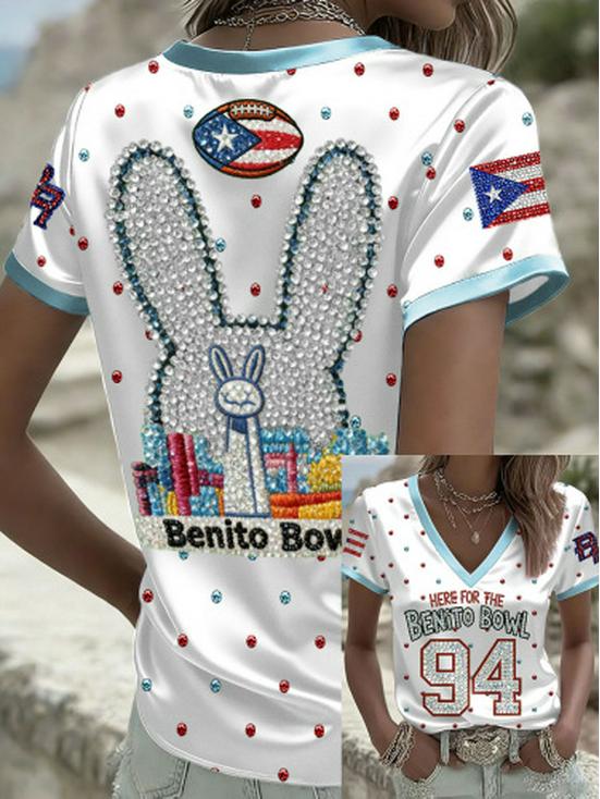 2026 European-American Digital Print V-neck Rugby T-shirt