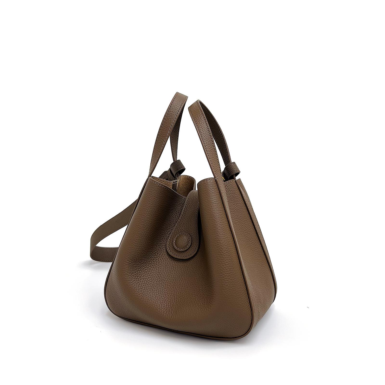 

Новая модная трендовая кожаная сумка-ведро многофункциональная нишевая сумка для поездок из первого слоя коровьей кожи большой вместимости сумка-овощная корзина