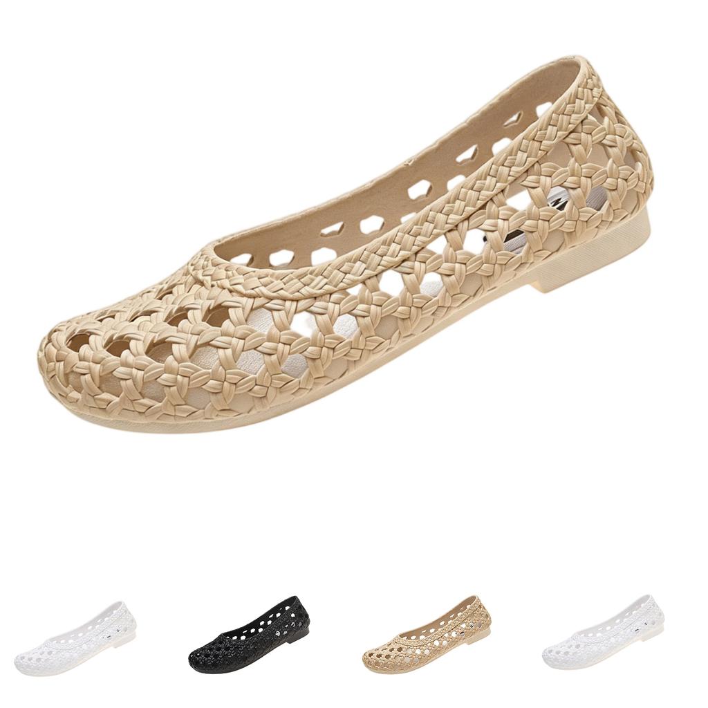 Women’s Closed Toe Hollow Out Slip On Casual Flats Lightweight Breathable Summer Sandals for Outdoor and Indoor Use