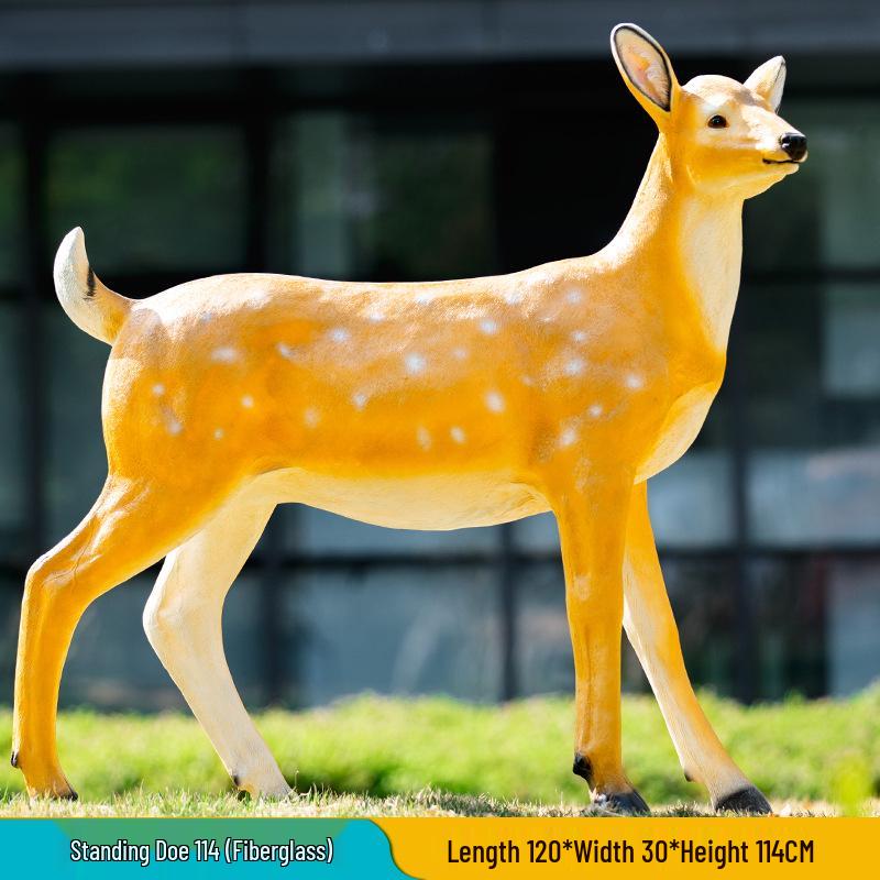 Luminous Fiberglass Sika Deer Sculpture for Garden Lawn Decoration