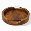 Round Wooden Serving Tray 25.4 cm Brown Wood Platter with Handles Rustic Decorative Tray for Coffee Table, Kitchen, Dining